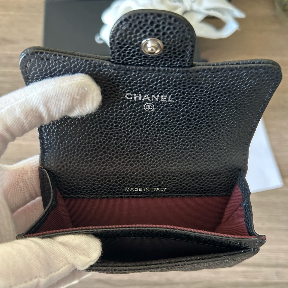 🔥 CHANEL Classic Flap Card Holder Black Caviar Leather Silver Metal‼️SOLD OUT‼️ - Picture 4 of 16